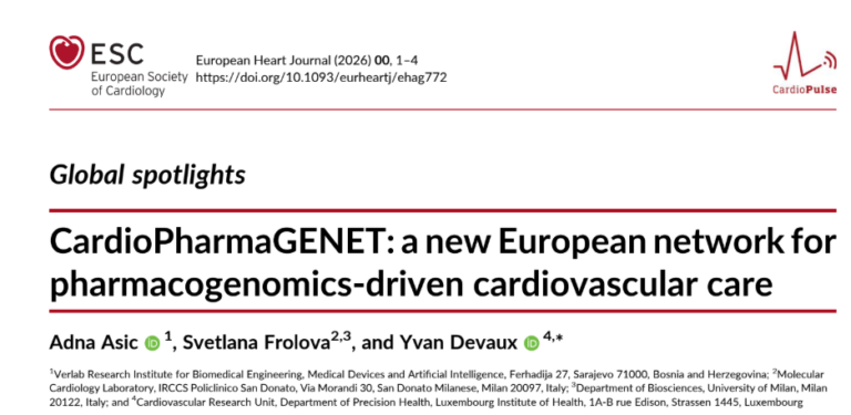 CardioPharmaGENET Featured in the European Heart Journal